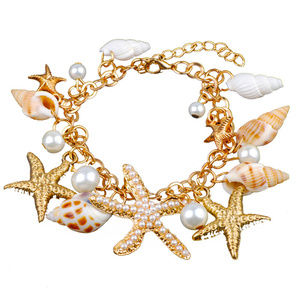 Sea Shells Pearls Starfish Ocean Bracelet 360
